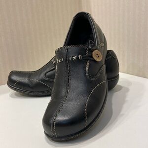 Clarks Bendables Women's Black Leather Slip-On Comfort Shoes Size 8